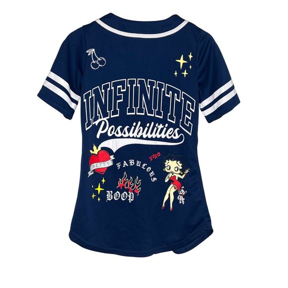 Betty Boop Infinite Possibilities Graphic Button Down Jersey Blue S - Picture 5 of 6